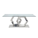 Gianna Clear Glass Top & Stainless Steel Dining Table