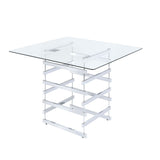 Nadie Clear Glass Top & Black Finish Counter Height Table