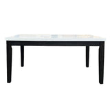 Nolan White Marble Top & Salvage Dark Oak Finish Dining Table