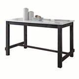 Yelena Marble Top & Weathered Espresso Finish Counter Height Table