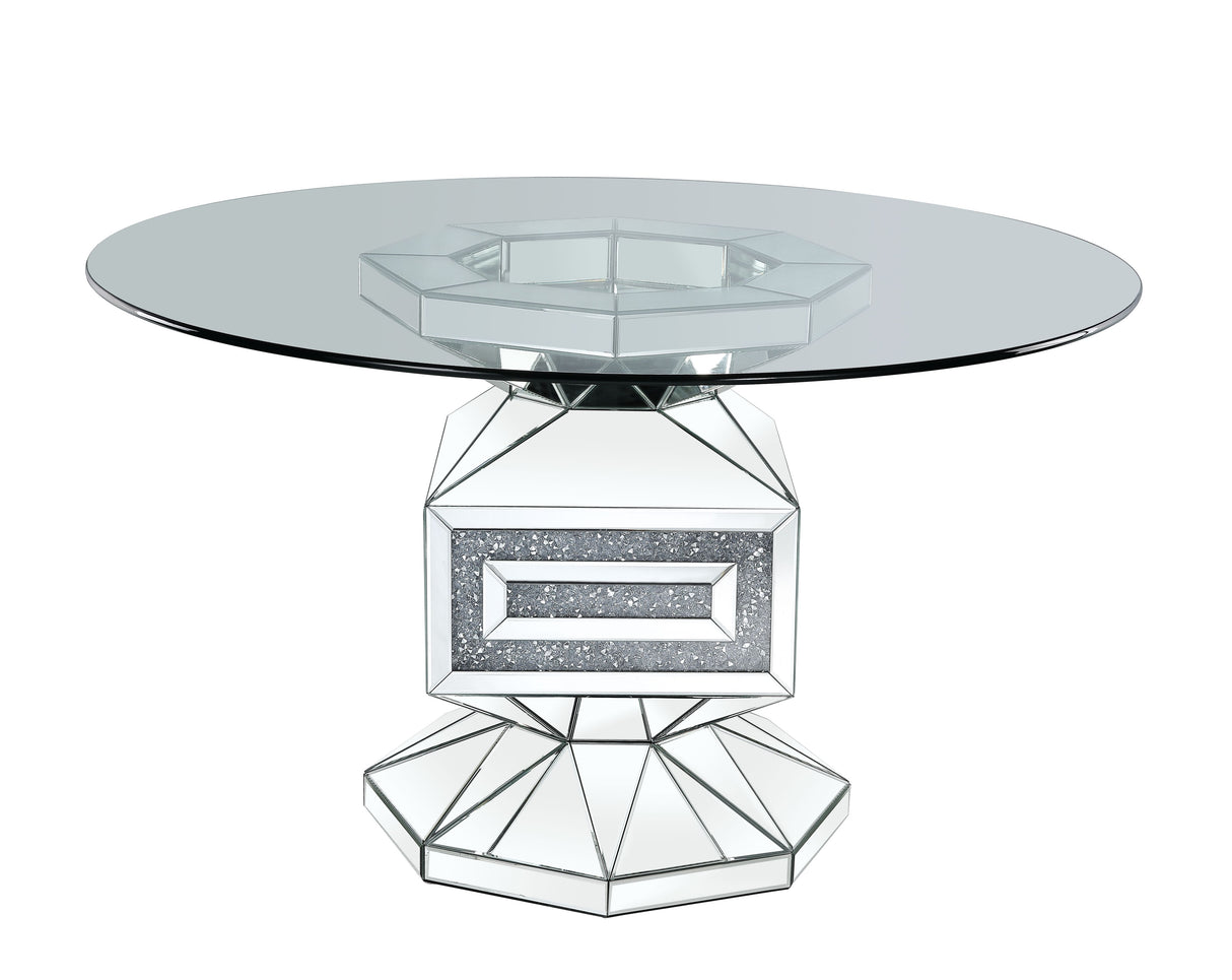 Noralie Clear Glass, Mirrored & Faux Diamonds Dining Table