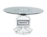 Noralie Clear Glass, Mirrored & Faux Diamonds Dining Table