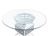 Noralie Clear Glass, Mirrored & Faux Diamonds Dining Table