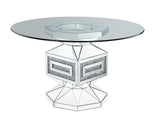 Noralie Clear Glass, Mirrored & Faux Diamonds Dining Table