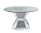 Noralie Clear Glass, Mirrored & Faux Diamonds Dining Table