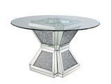 Noralie Clear Glass, Mirrored & Faux Diamonds Dining Table