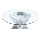 Noralie Clear Glass, Mirrored & Faux Diamonds Dining Table