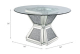 Noralie Clear Glass, Mirrored & Faux Diamonds Dining Table