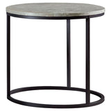 Lainey Faux Marble Round Top End Table Grey And Gunmetal