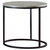 Lainey Faux Marble Round Top End Table Grey And Gunmetal