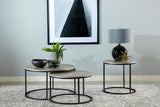 Lainey Faux Marble Round Top End Table Grey And Gunmetal