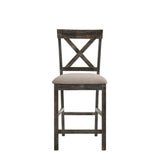 Martha Tan Linen & Weathered Gray Finish Ii Counter Height Chair (Set-2)