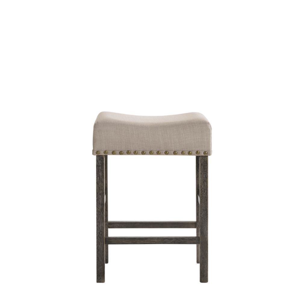 Martha Tan Linen & Weathered Gray Finish Ii Counter Height Stool (Set-2)