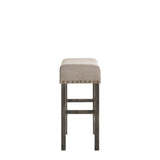 Martha Tan Linen & Weathered Gray Finish Ii Counter Height Stool (Set-2)