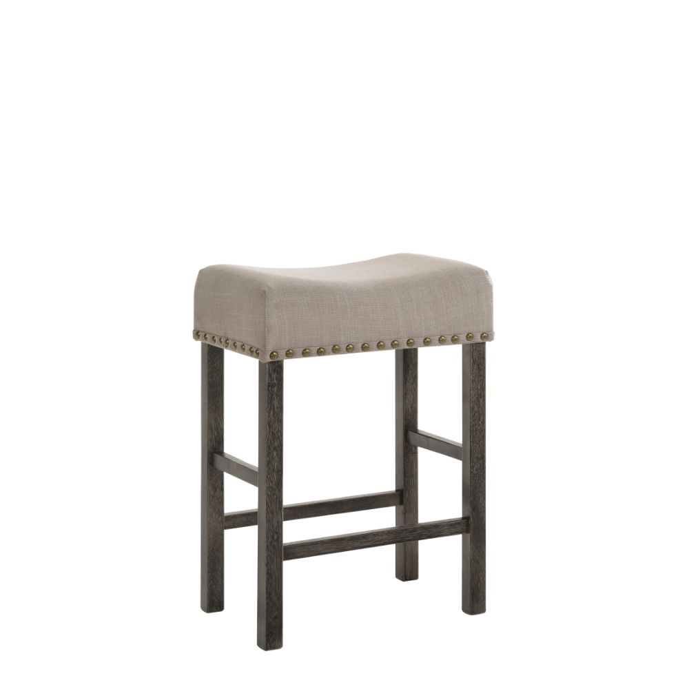 Martha Tan Linen & Weathered Gray Finish Ii Counter Height Stool (Set-2)