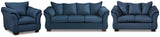 Darcy Blue Sofa, Loveseat, And Chair