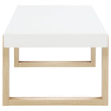 Pala Rectangular Coffee Table With Sled Base White High Gloss And Natural