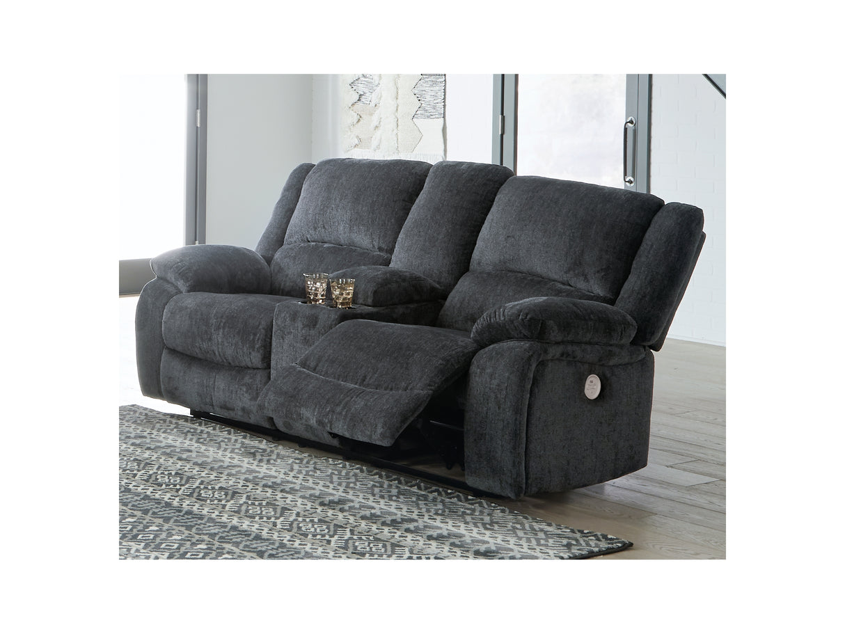 Draycoll Slate Power Reclining Sofa, Loveseat And Recliner
