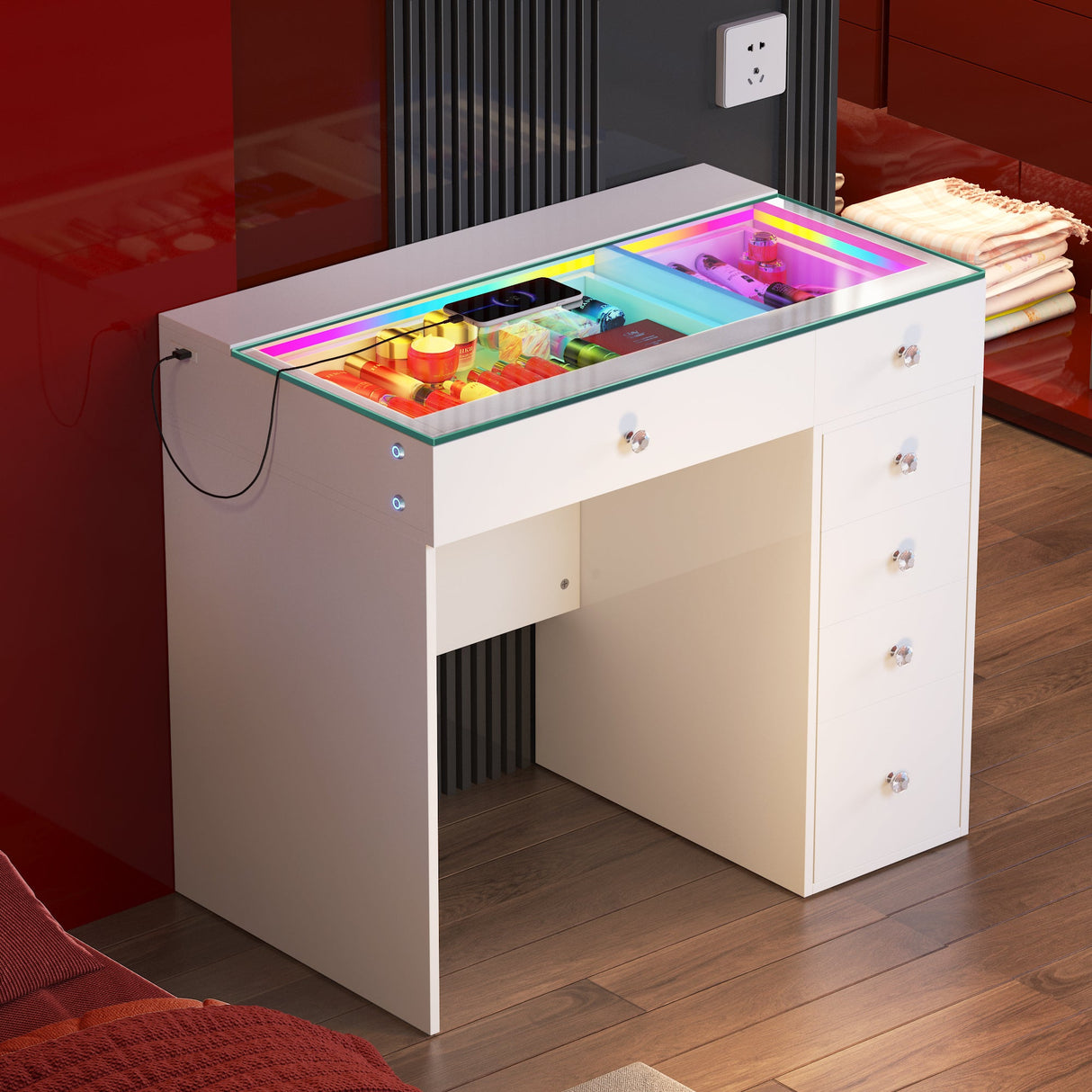 Mini Diana Vanity Desk- 6 Storage Drawers