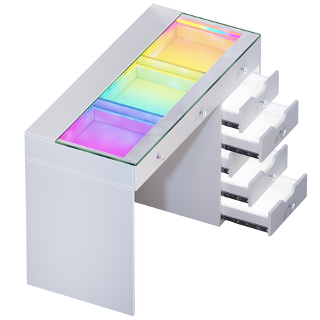 Diana RGB Vanity Desk with Light - 8 Storage Drawers