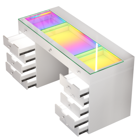Eva Vanity Desk  - 13 Storage Drawers with Full Light &RGB