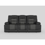 Fabian Grey Double Reclining Sofa With Center Drop-Down Cup Holders, Receptacles And Usb Ports