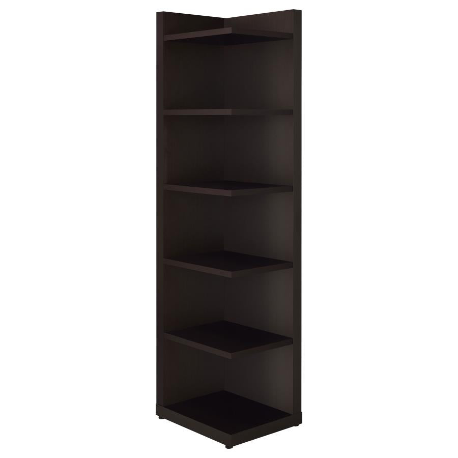 Pinckard 6-Tier Corner Bookcase Cappuccino