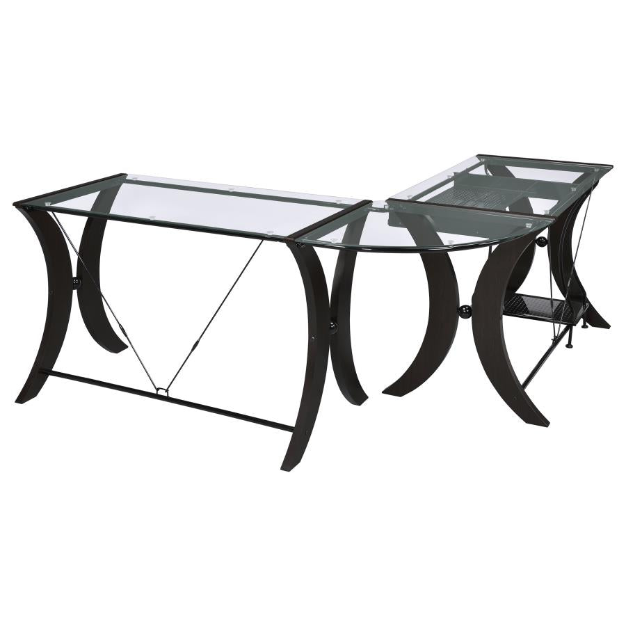 Monterey 3-Piece L-Shaped Computer Desk Set Cappuccino