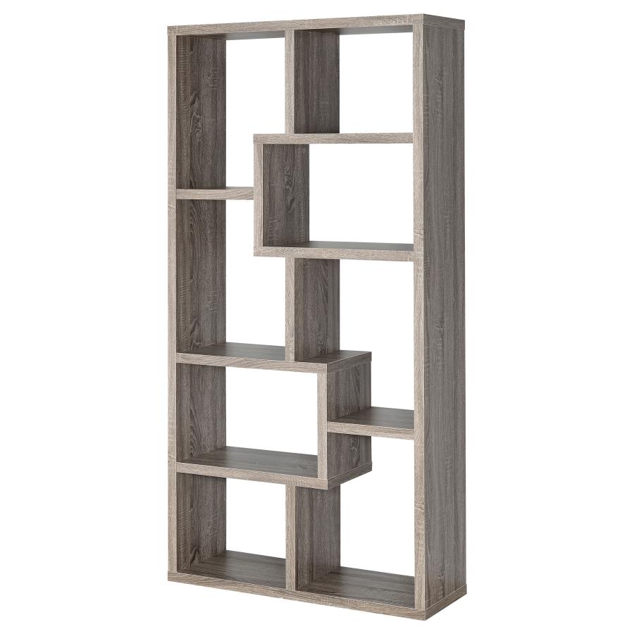 Theo 10-Shelf Bookcase Weathered Grey