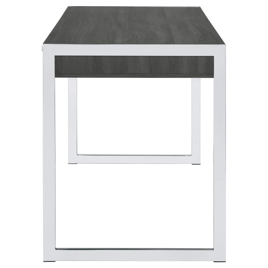 Wallice 2-Drawer Writing Desk Weathered Grey And Chrome