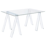 Amaturo Clear 59-Inch Glass Top Acrylic Writing Desk