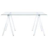 Amaturo Clear 59-Inch Glass Top Acrylic Writing Desk