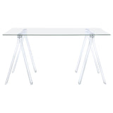Amaturo Clear 59-Inch Glass Top Acrylic Writing Desk
