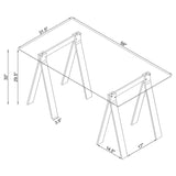 Amaturo Clear 59-Inch Glass Top Acrylic Writing Desk