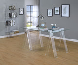 Amaturo Clear 59-Inch Glass Top Acrylic Writing Desk