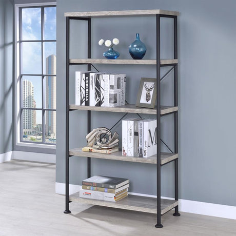 Analiese 4-Shelf Bookcase Grey Driftwood