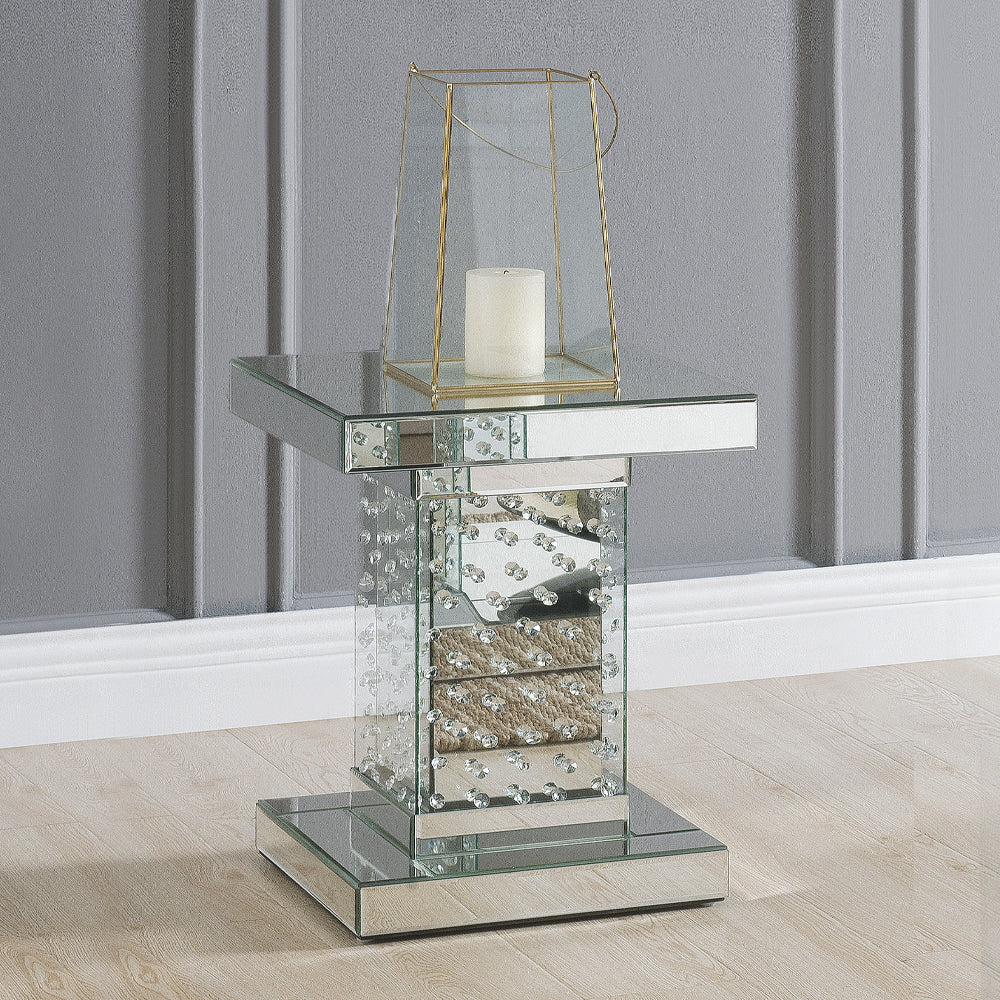 Nysa Mirrored & Faux Crystals End Table