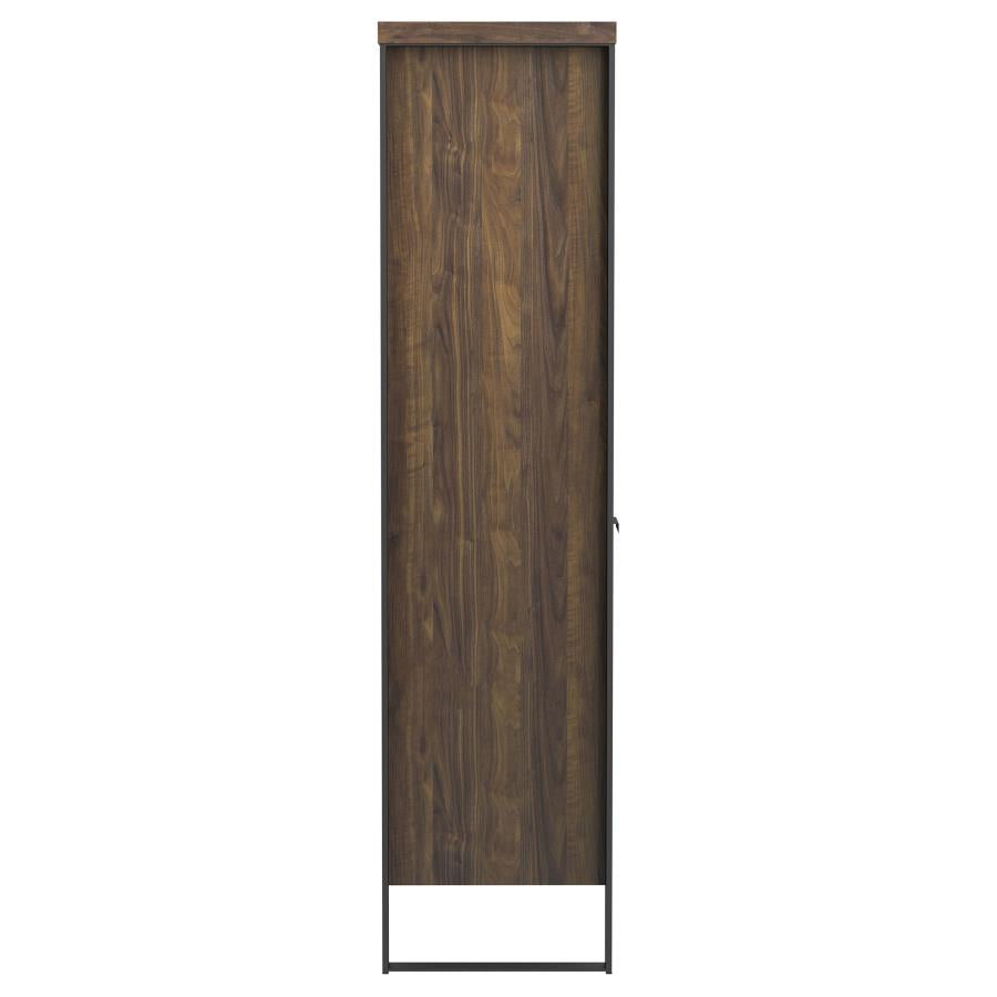 Pattinson 2-Door Rectangular Bookcase Aged Walnut And Gunmetal