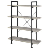 Delray 4-Tier Open Shelving Bookcase Grey Driftwood And Black