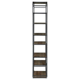 Leland 6-Shelf Bookcase Rustic Brown And Dark Grey