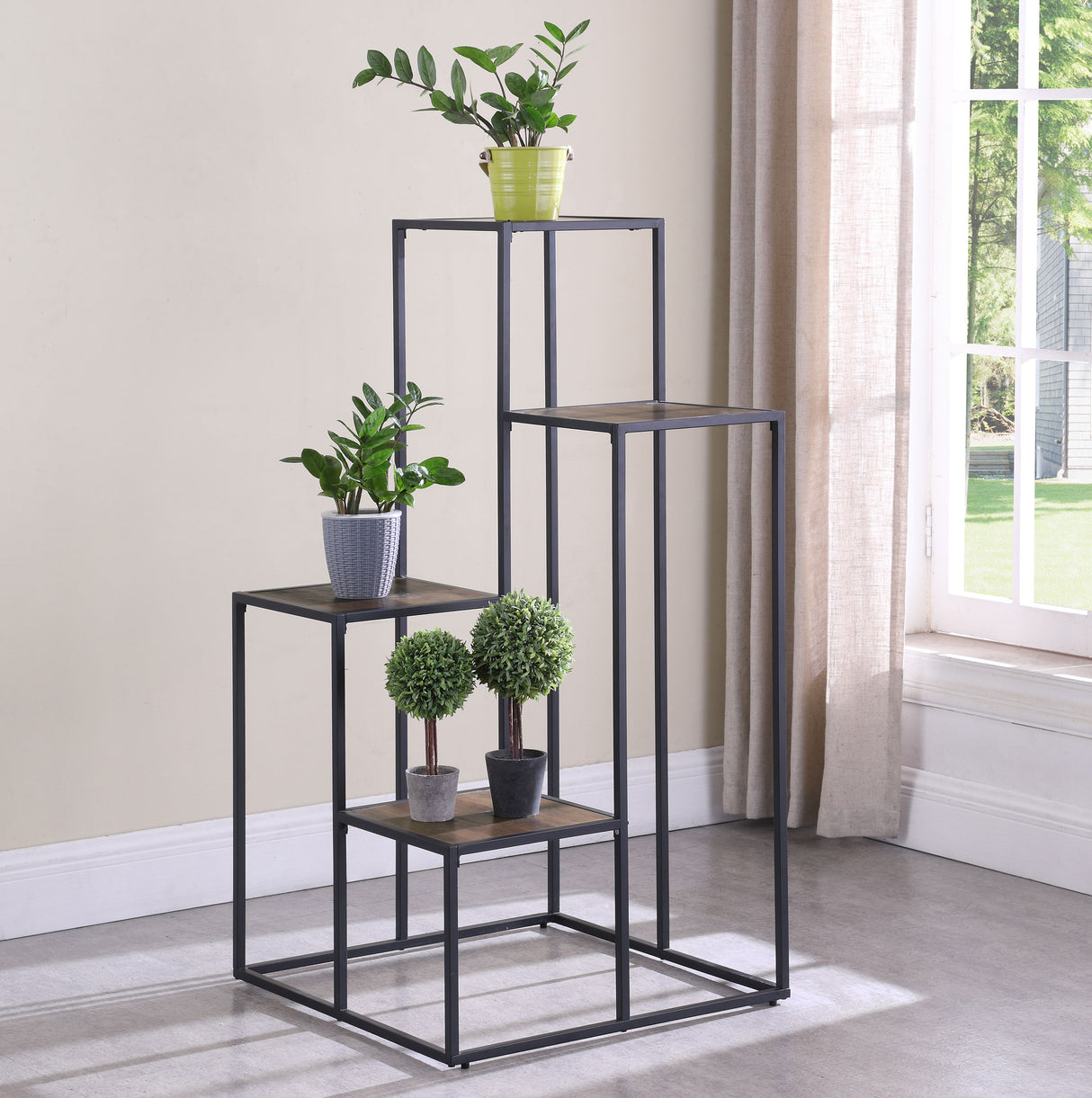 Rito 4-Tier Display Shelf Rustic Brown And Black