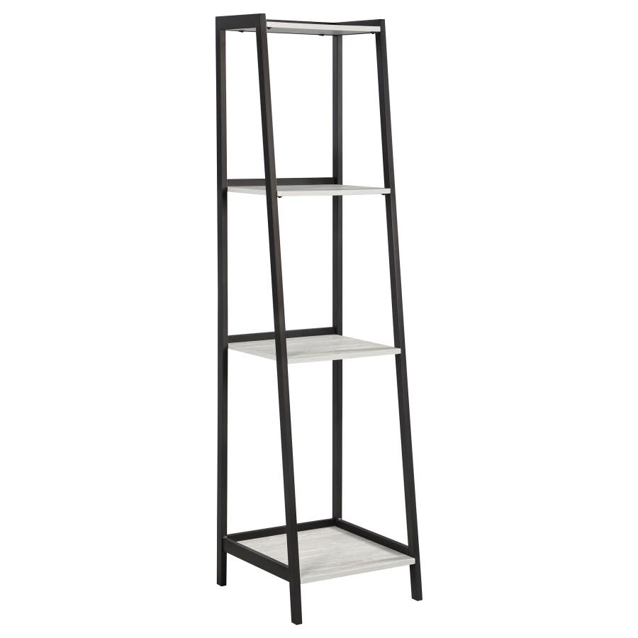 Pinckard 3-Piece Ladder Desk Set Grey Stone Herringbone And Black