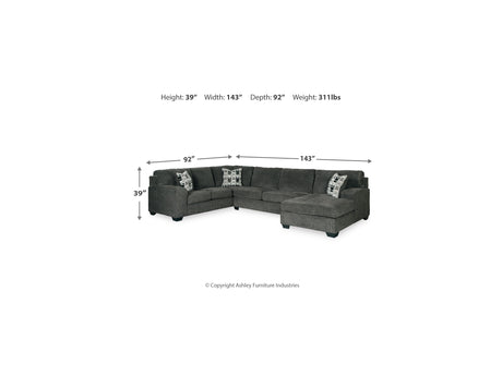 Ballinasloe Smoke 3-Piece Right-Arm Facing Sectional With Chaise