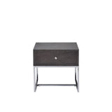 Iban Gray Oak & Chrome Finish End Table