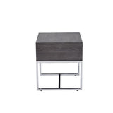 Iban Gray Oak & Chrome Finish End Table