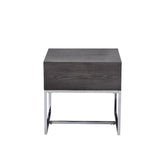 Iban Gray Oak & Chrome Finish End Table