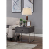 Iban Gray Oak & Chrome Finish End Table