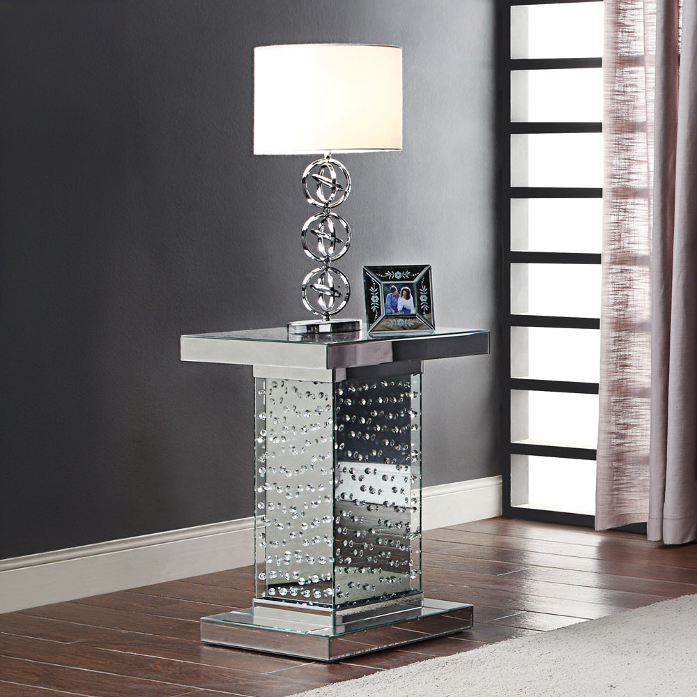 Nysa Mirrored & Faux Crystals End Table