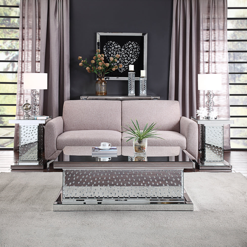 Nysa Mirrored & Faux Crystals End Table