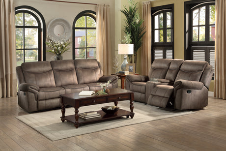 Aram Double Reclining Sofa With Center Drop-Down Cup Holders, Receptacles, Hidden Drawer And Usb Ports